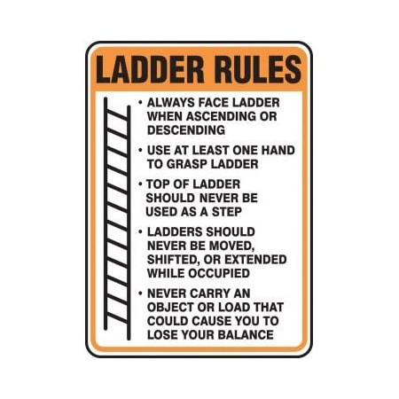 SAFETY SIGN LADDER RULES 14 In  X 10 In  MCRT543XT